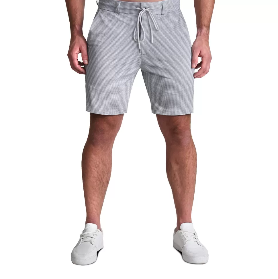 State and Liberty Athletic Fit Drawstring Shorts - Grey Houndstooth