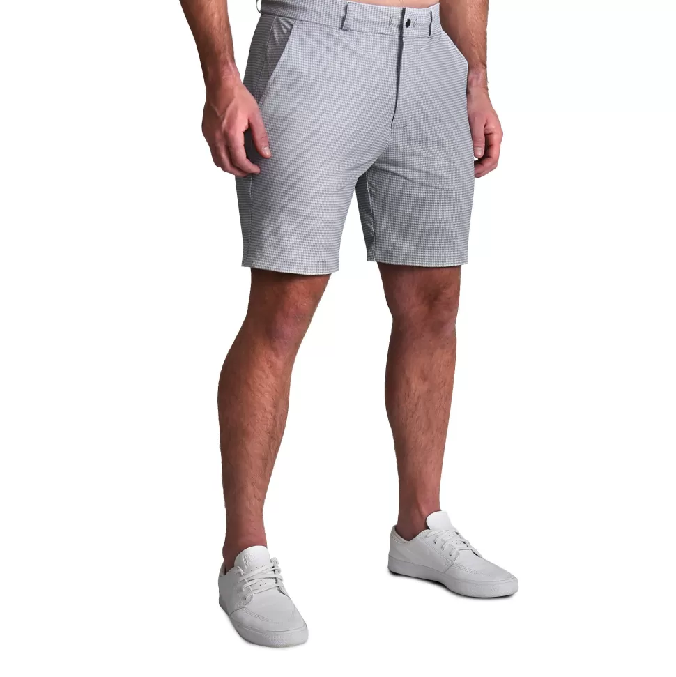 State and Liberty Athletic Fit Drawstring Shorts - Grey Houndstooth