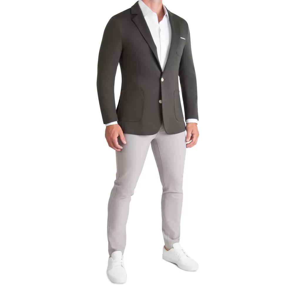 State and Liberty Athletic Fit Knit Blazer - Charcoal