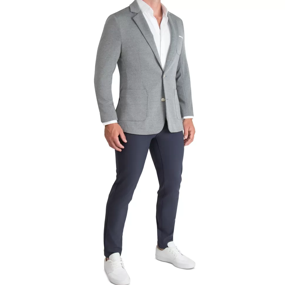 State and Liberty Athletic Fit Knit Blazer - Light Grey