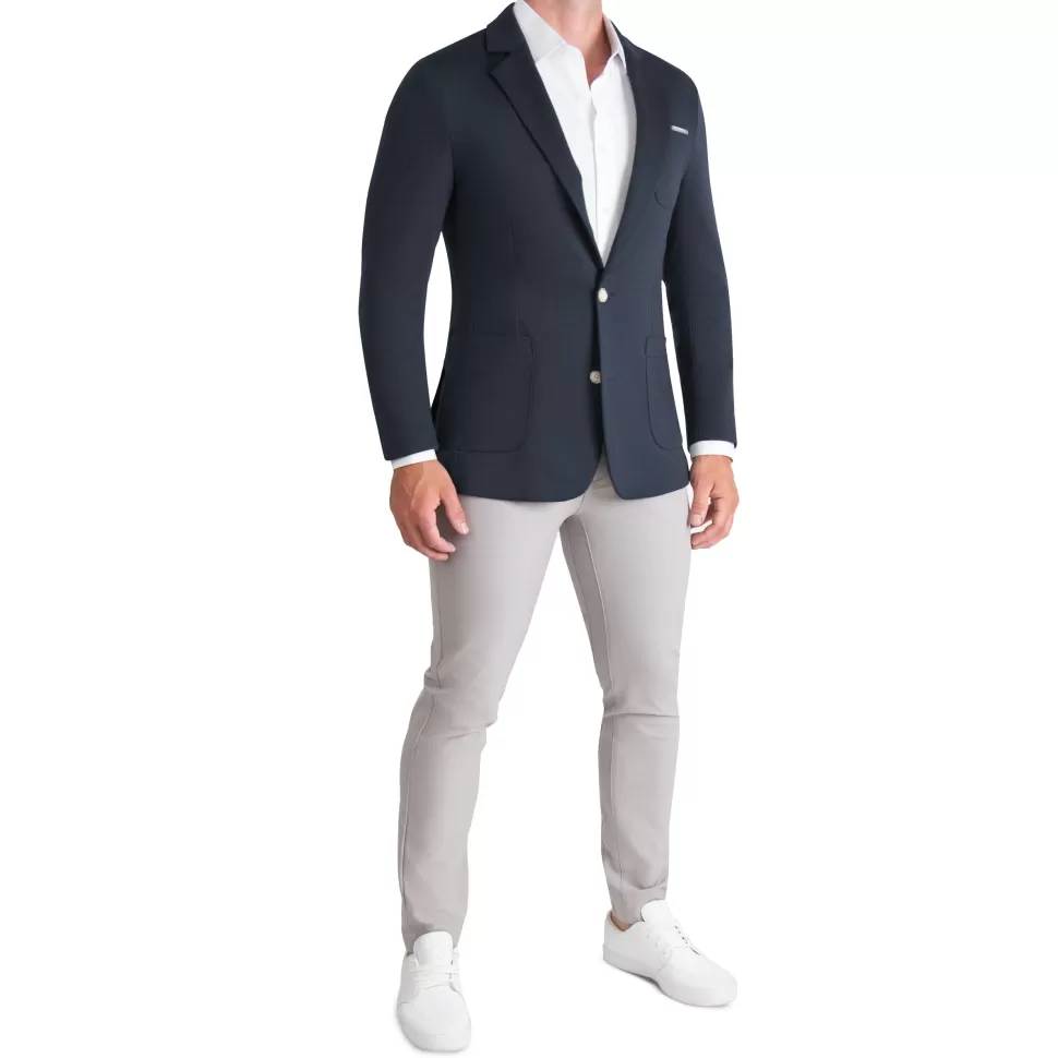 State and Liberty Athletic Fit Knit Blazer - Navy