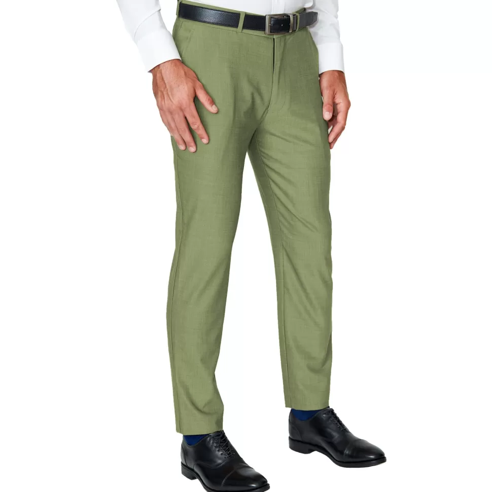 State and Liberty Athletic Fit Stretch Suit Pants - Heathered Forest Green