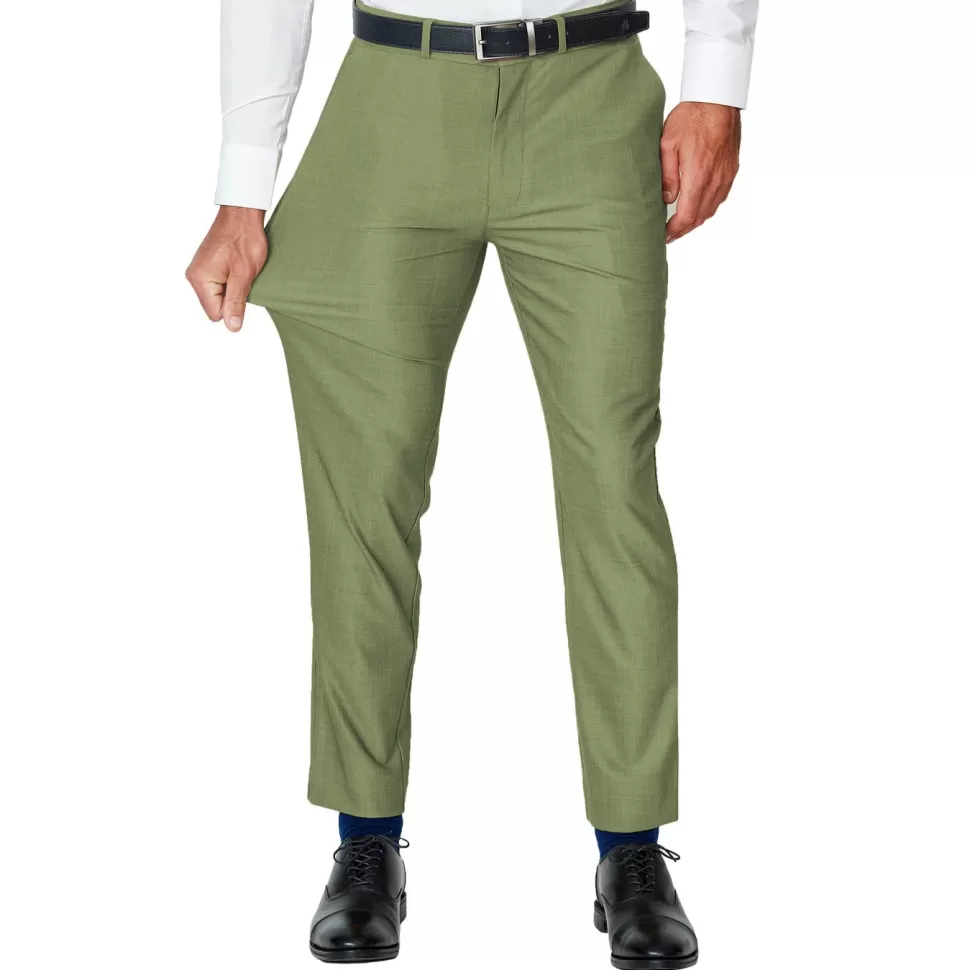 State and Liberty Athletic Fit Stretch Suit Pants - Heathered Forest Green