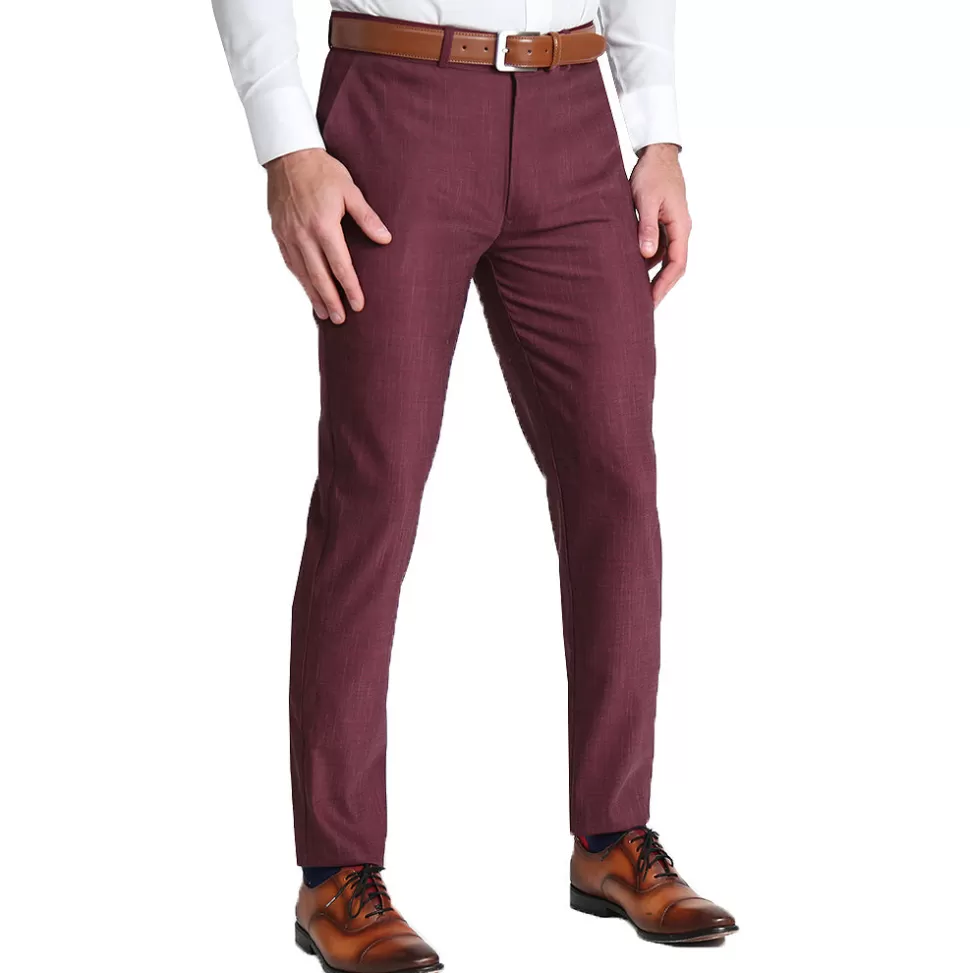 State and Liberty Athletic Fit Stretch Suit Pants - Heathered Maroon