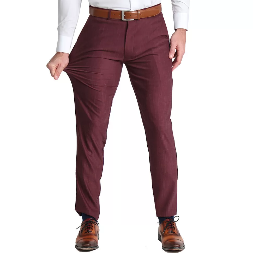 State and Liberty Athletic Fit Stretch Suit Pants - Heathered Maroon