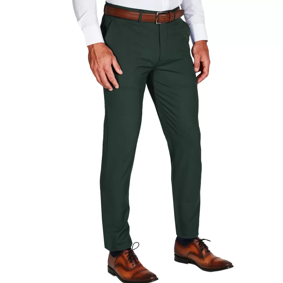 State and Liberty Athletic Fit Stretch Suit Pants - Solid Hunter Green