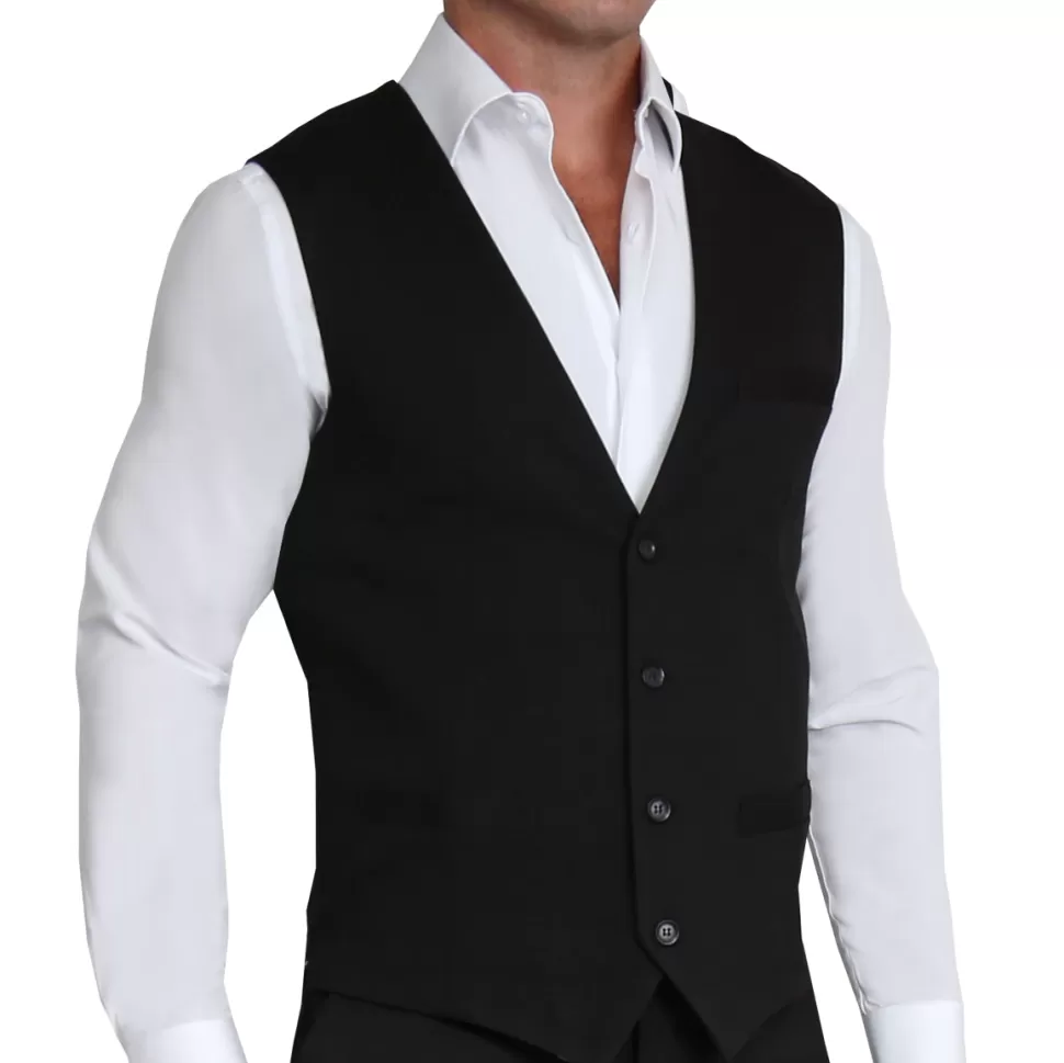 State and Liberty Athletic Fit Stretch Suit Vest - Black