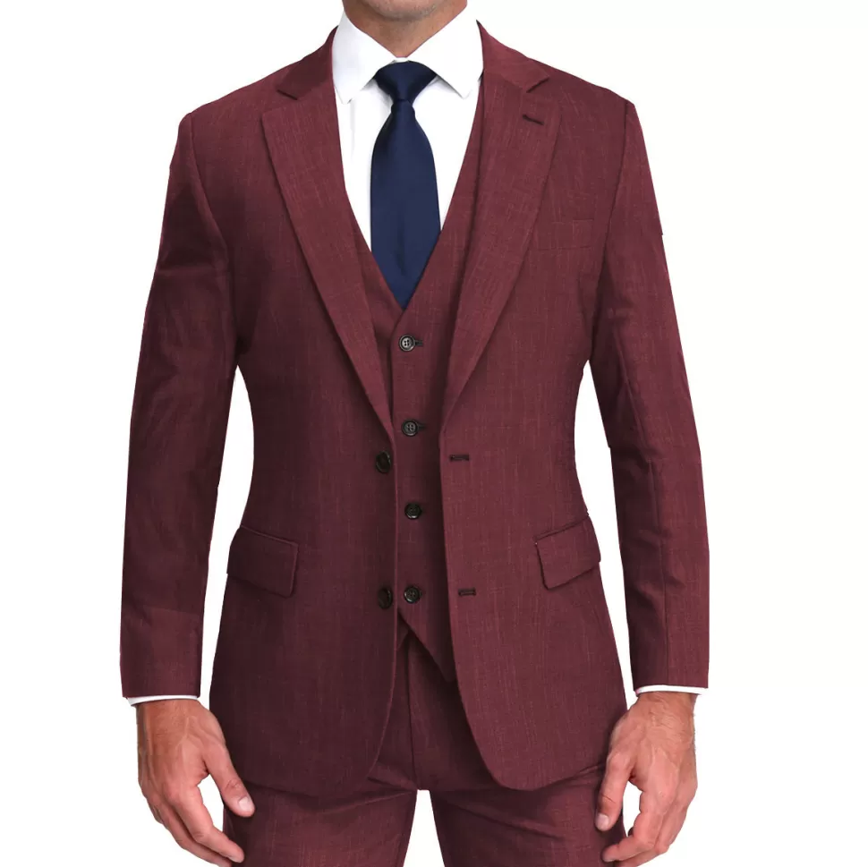 State and Liberty Athletic Fit Stretch Suit Vest - Heathered Maroon