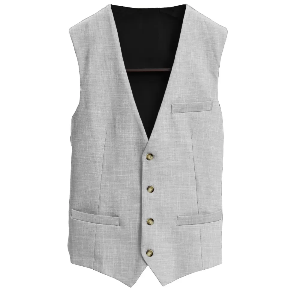 State and Liberty Athletic Fit Stretch Suit Vest - Lightweight Heathered Light Grey