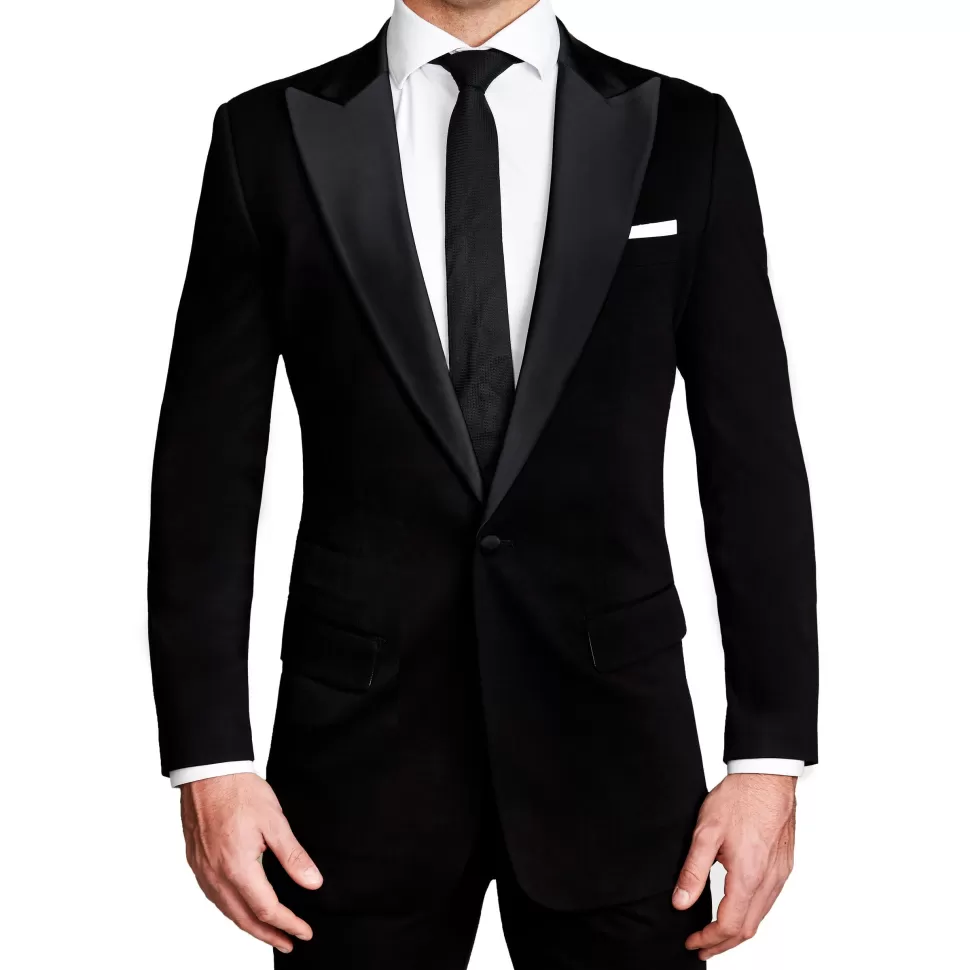 State and Liberty Athletic Fit Stretch Tuxedo Jacket - Black with Peak Lapel