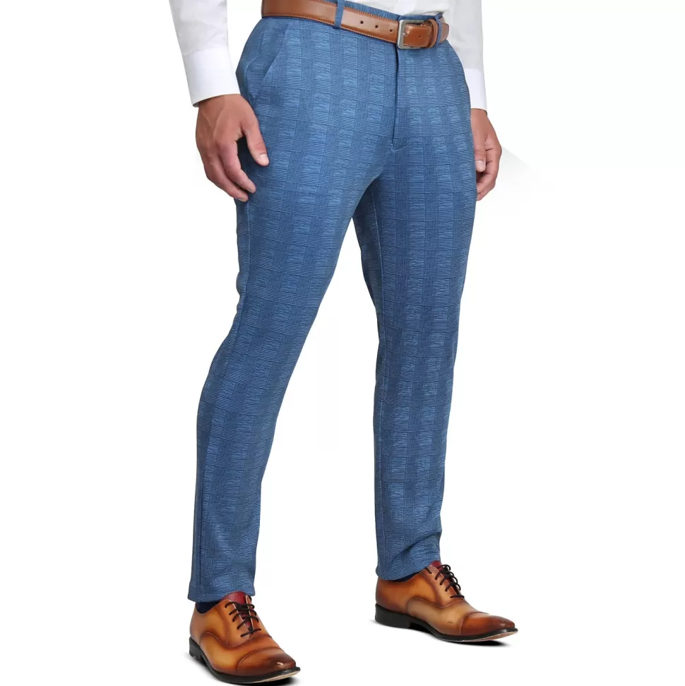 State and Liberty Brushed Tech Suit Pant - Electric Blue Plaid