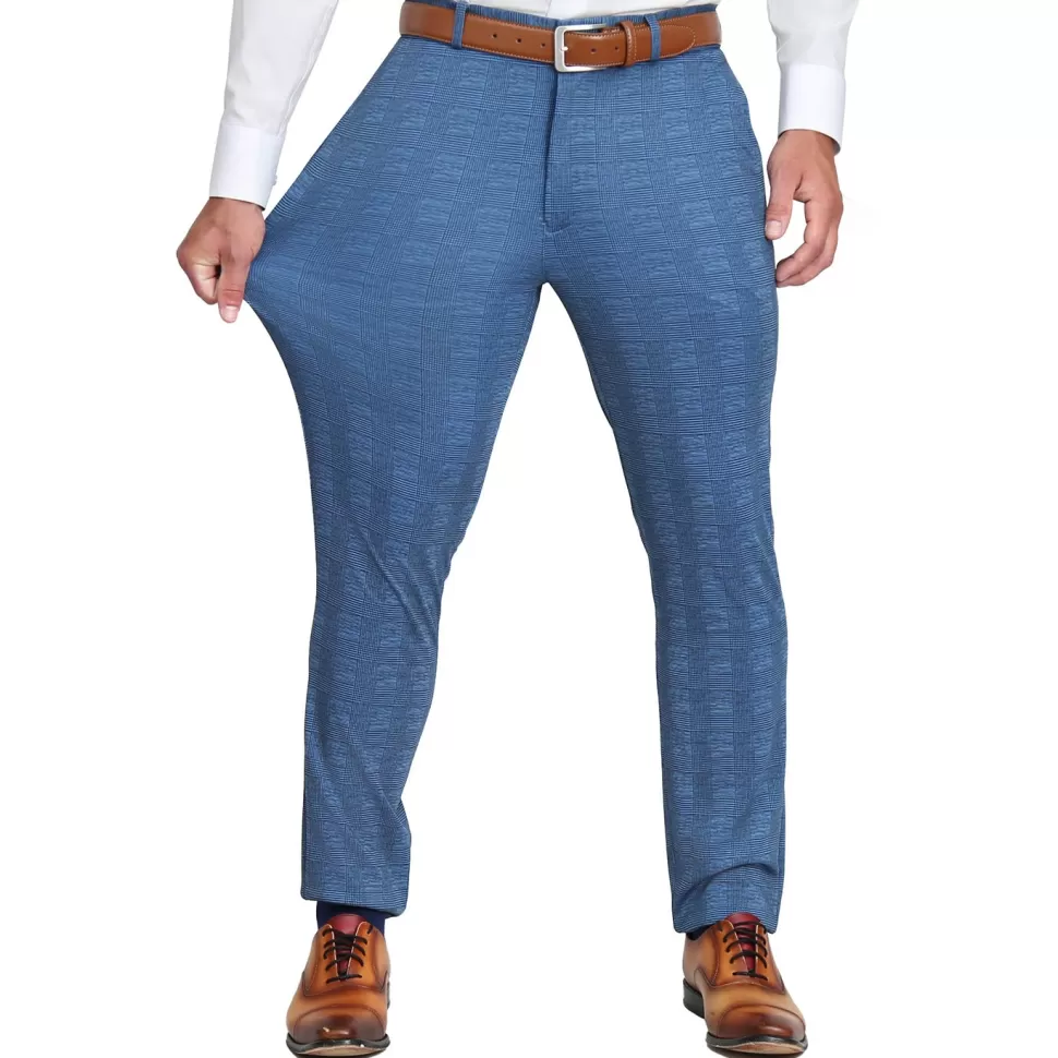 State and Liberty Brushed Tech Suit Pant - Electric Blue Plaid