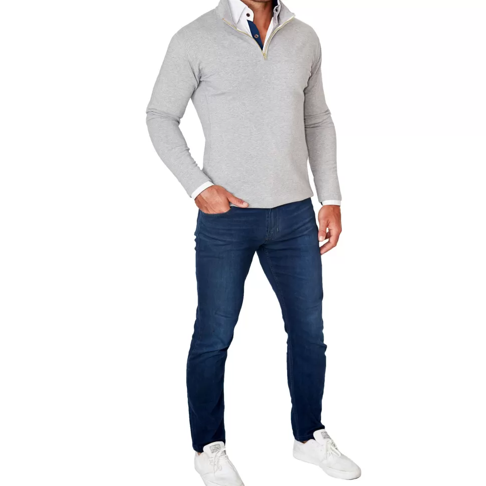 State and Liberty Quarter Zip - Heathered Grey