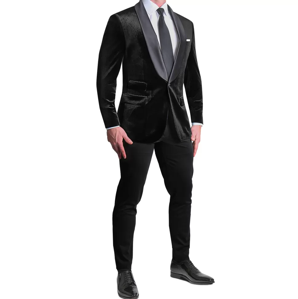 State and Liberty Satin Lapel Tuxedo Jacket - Black Velvet