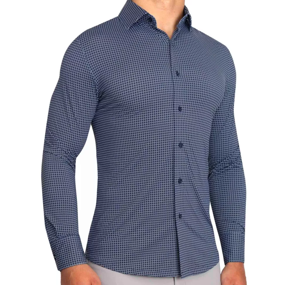 State and Liberty "The Eisenhower" Sport Shirt - Navy With White Grid