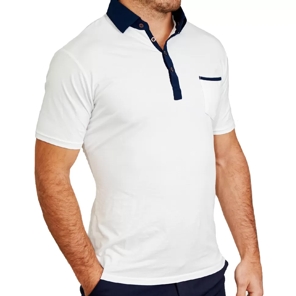 State and Liberty "The Felix" Blue on White Polo