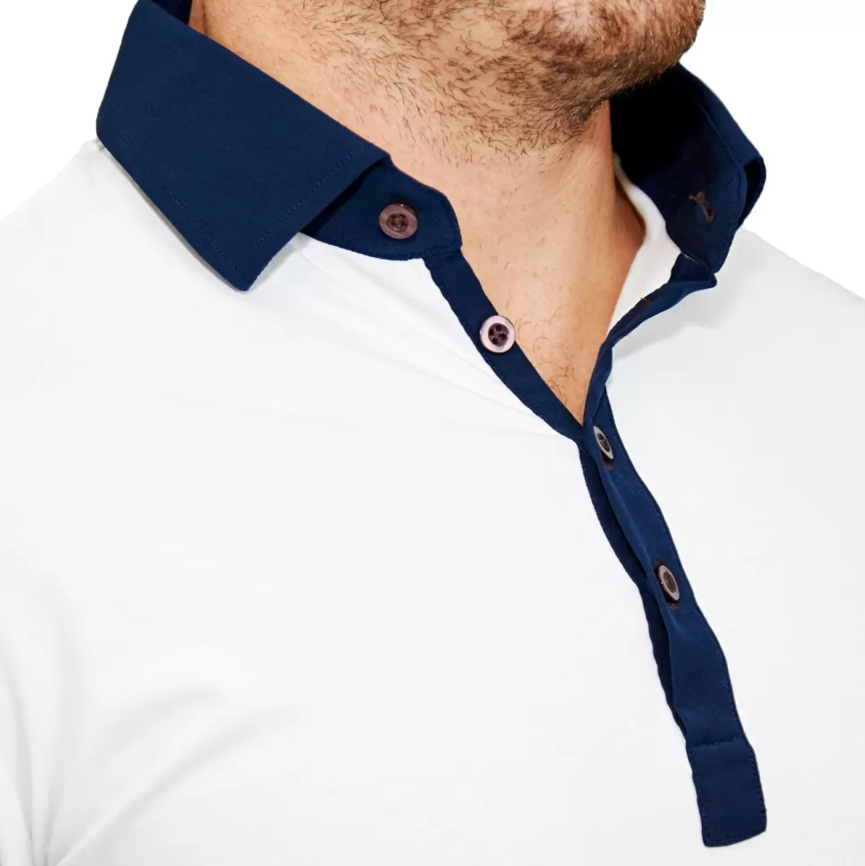 State and Liberty "The Felix" Blue on White Polo