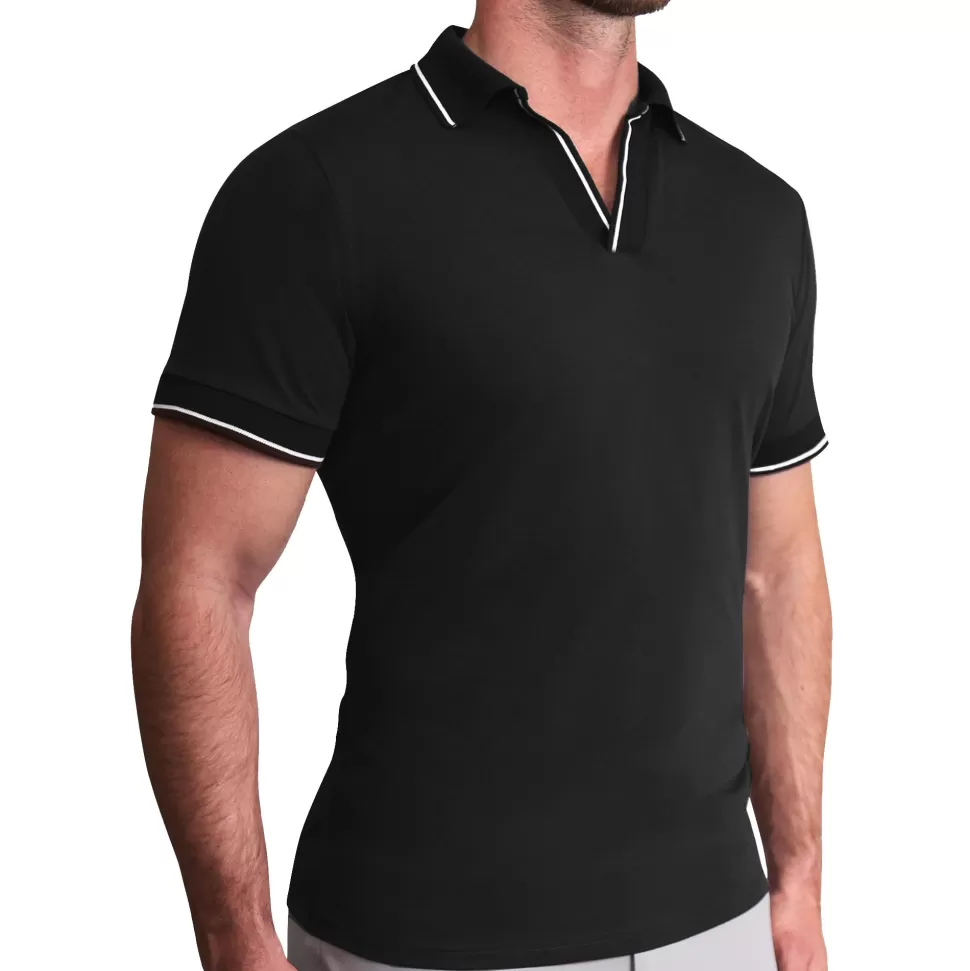 State and Liberty "The Gage" Black with White Tipped Polo