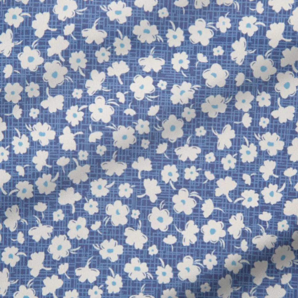 State and Liberty "The Ken" White & Light Blue Floral Print Polo