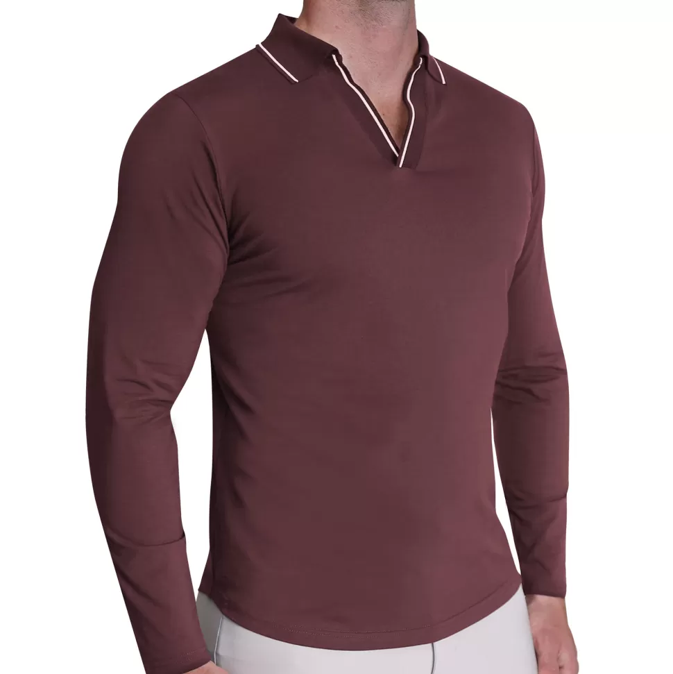 State and Liberty Tipped Long Sleeve Polo -