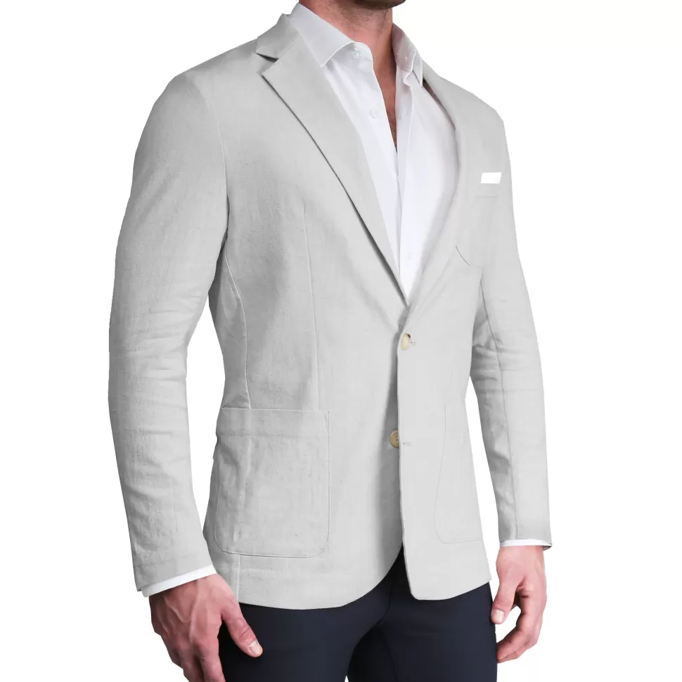 State and Liberty Unstructured Linen Blazer - Light Grey