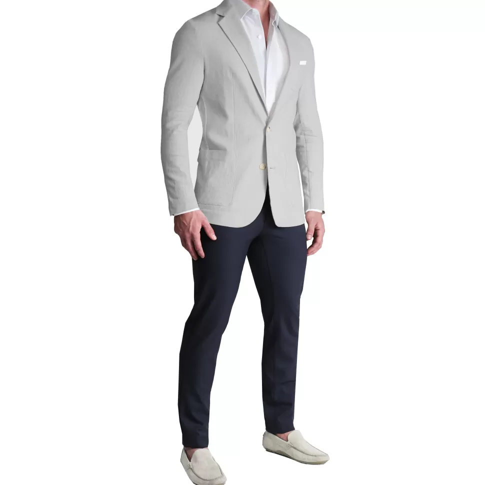 State and Liberty Unstructured Linen Blazer - Light Grey