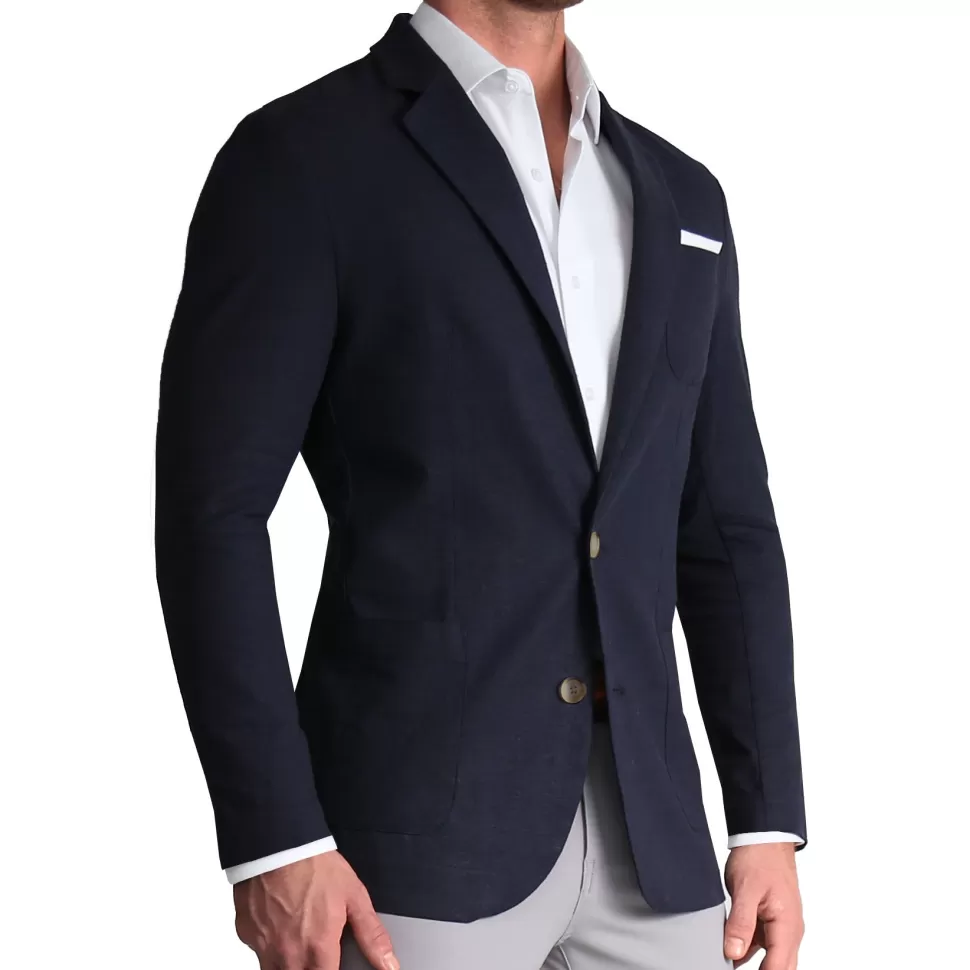 State and Liberty Unstructured Linen Blazer - Navy