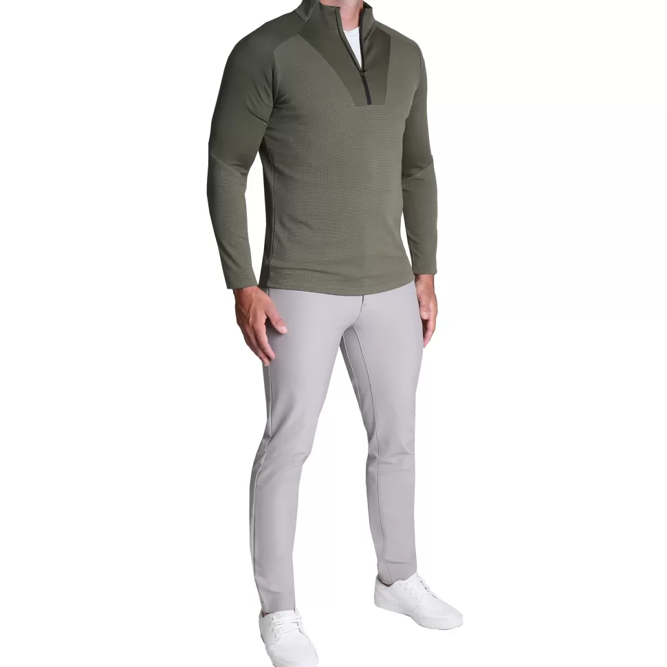 State and Liberty Waffle Knit Quarter Zip - Solid Olive